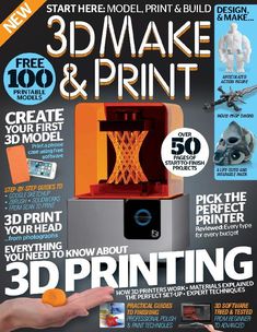 the front cover of 3d printing magazine, with an image of a hand holding a printer