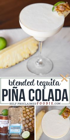 a pina colada cocktail with pineapples and other ingredients