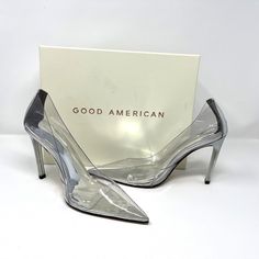 Good American Cinderella Pump Heels Shoes size: 7.5  color:  Clear Translucent color Stiletto heel Cloud sole for all day comfort Heel: 110mm/4.33 inch 100% Lucite New with box and dustbag Clear Shoes Heels, Clear Shoes, Pump Heels, Comfortable Heels, Shoes Size 7, Heels Shoes, Good American, Stiletto Heel, Pumps Heels