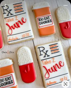 some decorated cookies are on a table