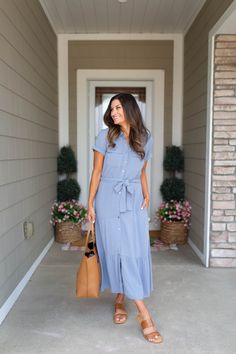 Great dress from Nordstrom Rack for back to school #ad #RackYourLook Collective Voice Dress With Sandals, Back To School Looks, School Looks, Leather Slide Sandals, Great Lengths, Olive Green Color, Midi Shirt Dress