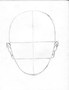 a pencil drawing of a man's head with four lines in the shape of his face