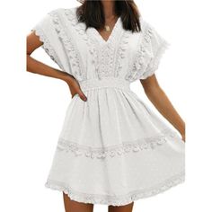 *Summer Dressthe Best Options For Summer Women Dress.Bohemian Style A-Line Sleeveless Sundress,You Can Wear For Holiday Vacation Sun Dresses For Women 2023 Casual,Deep V Neck Short Dress,Short Summer Dress For Women,White Boho Dress White Summer Dress. *Swiss Dotelegant Lace Swiss Dot Cap Sleeve Flowy Eyelet Dress,White Eyelet Dress And Cotton Eyelet Dress Which Is More Breathable In Summer,Soft Fabric With Lining,Swiss Dot Dress For Women,Lace Trim Design,Boho Lace Dress Lace White Dress Lace M Polka Dot Sundress For Spring Vacation, Polka Dot Summer Sundress For Beach, Spring Polka Dot Sundress For Vacation, Fitted Summer Boho Dress, Summer Boho Dress With V-neck And Lace Trim, Summer Boho Dress With Lace Trim And V-neck, Summer Mini Sundress With Lace Trim, Polka Dot Mini Sundress For Summer, Swiss Dot Dress For Garden Party