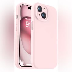 the pink iphone case is open to show the front and back sides