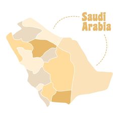 a map of the country of saudi with its capital and major cities in oranges