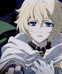 an anime character with blonde hair and blue eyes holding his arms crossed in front of him