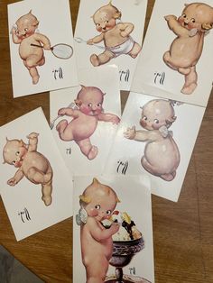 four cards with pictures of teddy bears on them