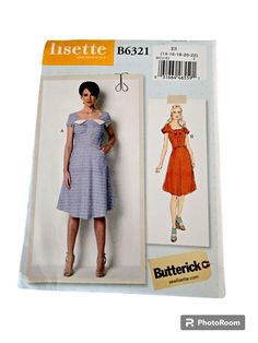 a woman in a dress and hat is standing next to a sewing pattern for a doll