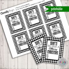 printable christmas gift tags with black and white gingham