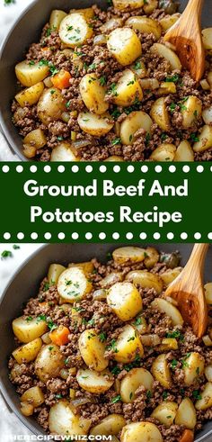 ground beef and potatoes recipe in a skillet