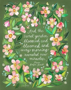 a green background with pink flowers and a quote from thomas jefferson on the bottom right corner