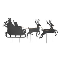 a metal sleigh with reindeers on it