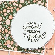 a handmade card with the words for a special person on a special day