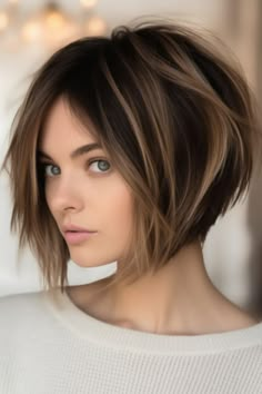 Short Aline Haircuts, Short Layered Curly Hair, Short Layered Hair, Layered Haircut Ideas, Line Bob, A Line Bob, Short Shaggy Haircuts, Ideas Haircut, Intricate Braids