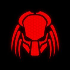 a red spider logo on a black background