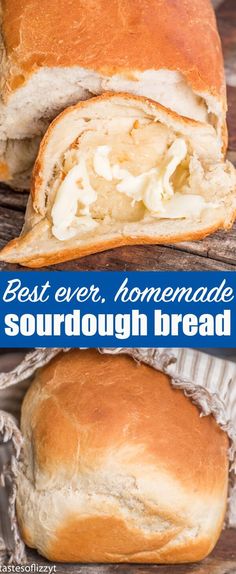 the best ever homemade sourdough bread recipe is made with only two ingredients and it's so good to eat