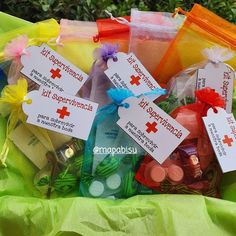 an assortment of medical supplies wrapped in plastic