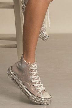 D-Chantel High Top Studded Sneakers High top sneaker Let's See Style MINK 6 Edgy Sneakers, Adventurous Women, Studded Sneakers, Hightop Sneakers, Exclusive Sneakers, Sporty Sneakers, Lace Up Heels, Canvas Sneakers, Platform Sneakers