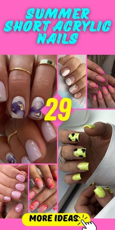 Cute and Trendy: Summer Short Acrylic Nail Designs. Summer is the perfect time to experiment with cute and trendy short acrylic nail designs. Opt for square black with white polka dots for a classic look, or go bold with super baddie designs in purple and blue. Square spring motifs and simple solid color choices keep your nails looking pretty and work-appropriate, while almond shapes offer a classy and medium length alternative. Short Acrylic Nail Designs, Acrylic Nails Cute, Short Acrylics, Nail Tape, Nails Cute, Classic French Manicure, Short Acrylic