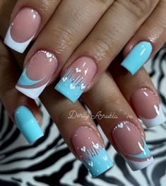 Semi Nails, Turquoise Nail Designs, Harry Potter Nail Art, Designs For Short Nails, Turquoise Nails, French Manicure Nails, Nagel Tips