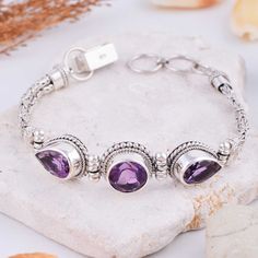 Amethyst Silver Bracelet For Women,best gift for her Free Bali postcard Made from silver 925  Theme: boho Jewelry length: 20-22 CM Occasion : daily life, birthday, party ready stock Gift Message: Available ready stock Wholesale order available Payment: Bank Transfer, Paypal Note: If you asking for express EMS shipping, please put your phone number when ceck out, its required for EMS shipping Standard Shipping is  approximately 2 weeks Express Shipping is about 5-7 days Bohemian Stamped 925 Bracelet Gift, Bohemian Sterling Silver Bracelet As Gift, Sterling Silver Purple Bracelet As Gift, Purple Sterling Silver Bracelet As Gift, Purple Sterling Silver Bracelet Gift, Bohemian Nickel Free Purple Bracelets, Bohemian Nickel-free Purple Bracelets, Bohemian Nickel-free Purple Bracelet, Bohemian Purple Nickel-free Bracelet