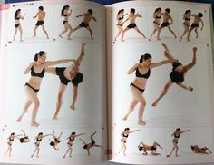 an open book with pictures of women doing different poses and body shapes in various positions