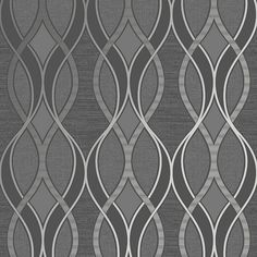 a gray and silver wallpaper with wavy lines on it's side, as well as an abstract design