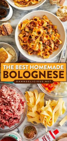 Homemade Bolognese is the BEST! Not only is this homemade sauce easy and freezer-friendly, but it is also rich, hearty, and very meaty. Perfect for simple pasta recipes! Save this and try it! Easy Bolognese Recipe, Best Bolognese Sauce, Homemade Bolognese Sauce, Homemade Bolognese, Bolognese Sauce Recipe, Pappardelle Pasta, Simple Pasta, Pasta Bolognese