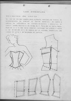 an old book with instructions on how to make a corset for a woman