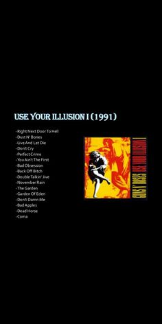 an album cover with the words use your illusion