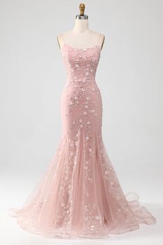 Zapakasa Women Mermiad Prom Dress Blush Spaghetti Straps Party Dress with Appliques Dusty Pink Prom Dress Mermaid, Baby Pink Dress Formal, Pink Long Dresses Formal, Ballerina Prom Dress, Pink And Green Prom Dress, Cute Prom Dresses Pink, Simple Pink Prom Dress, Bubblegum Pink Prom Dress, Vintage Pink Prom Dress