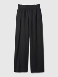 Mid Rise Crinkle Gauze Wide-Leg Pants | Gap Gap Summer Loungewear Pants, Summer Loungewear Pants By Gap, Summer Loungewear Pants From Gap, Gap Wide Leg Pants With Elastic Waistband, Gap Summer Bottoms, Gap Summer Pants, Summer Wide Leg Crinkle Texture Pants, Summer Wide Leg Pants With Crinkle Texture, Black Orchid