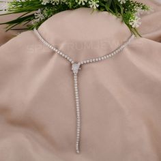 SI/H Round Diamond Lariat Necklace 14k White Solid Gold Wedding Jewelry 10.09 Ct Jewelry For V Neck Dress, Wedding Necklaces For Bride, Diamond Lariat Necklace, Gold Wedding Jewelry, Necklace Diamond, White Solid, Wedding Necklaces, Natural Earth, Lariat Necklace