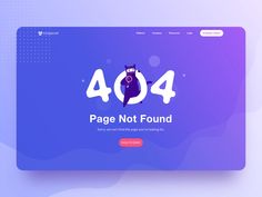 the page not found homepage is displayed on a purple and blue background with an image of a cat