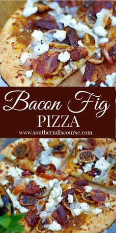 bacon fig pizza with cheese on top