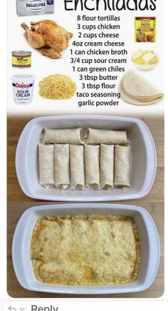 an advertisement for enchiladas with instructions on how to make it