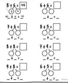 the worksheet for addition and subtractional practice is shown in black and white