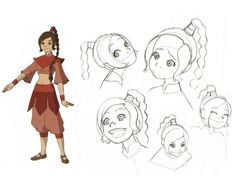 an animation character is shown with various poses and expressions for the character's head