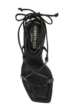 Chic style is all tied up in this striking strappy sandal crafted from supple leather with long winding laces. 2 1/2" heel Leather upper/synthetic lining/rubber sole Imported Strappy Lace-up Sandals With Wrapped Heel, Evening Lace-up Sandals With Stacked High Heel, Formal Sandals With Ankle Tie And Heel Loop, Adjustable Lace-up Sandals With Wrapped Heel And Ankle Tie, Chic Strappy Synthetic Lace-up Sandals, Chic Evening Lace-up Sandals With Ankle Tie, Formal Strappy Lace-up Sandals With Wrapped Heel, Chic Ankle Tie Sandals, Adjustable Open Toe Lace-up Sandals For Evening