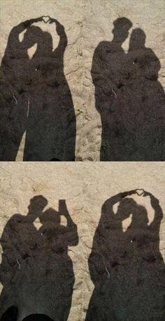 the shadow of two people standing next to each other