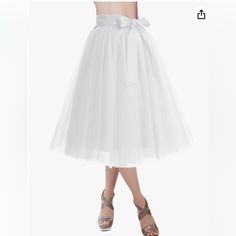 Tulle Skirt For Women:Modest Tutu Skirts For Women With The Layering Of The Skirt Make Tulle Remain Fluffy. The Waist Band Is Elastic. Classic, Fashion And Will Not Out Of Date. New Summer Tulle Flared Skirt, Summer Tulle Petticoat With Pleated Skirt, White Tulle Pleated Skirt For Spring, Spring White Tulle Pleated Skirt, Flowy Tulle Skirt For Summer, Chic White Tulle Skirt, Summer Tulle Flared Petticoat, Fitted Pleated Tulle Skirt, Fitted Tulle Pleated Midi Skirt