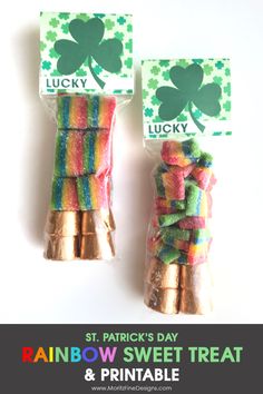 st patrick's day rainbow sweet treat and printable candy wrappers for st patrick's day