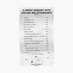 a piece of paper that says a brief injury info online relationsships on it