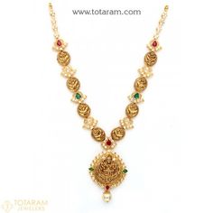 22K Gold Temple Jewellery Necklaces -Indian Gold Jewelry -Buy Online Traditional Wedding Necklace With Coin Pendant, Temple Jewelry Necklace With Round Pendant For Festivals, Temple Jewelry Style Locket Necklaces For Celebration, Celebration Temple Jewelry Necklace With Locket, Jeweled Pendant Necklace For Festivals, Antique Necklace With Round Pendant For Festivals, Antique Round Pendant Necklace For Festivals, Luxury Jeweled Pendant Necklace For Festivals, Festival Jewelry With Coin Pendant