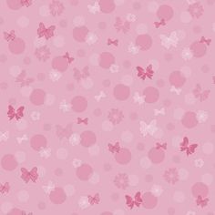 pink wallpaper with bows and hearts on it's side, as well as dots