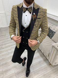 Patterned Tuxedo, Slim Fit Groom Suit, Peak Lapel Tuxedo, Tuxedo Colors, Gold Suit, Classic Tuxedo, Pants Gift, Slim Fit Tuxedo, Green Suit