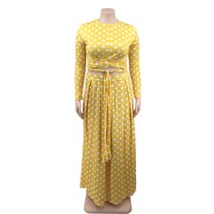 Autumn and Winter New Plus Size Fashion Casual Printing Suit Yellow Long Sleeve Party Set, Yellow Long Sleeve Sets For Spring, Yellow Two-piece Set For Spring, Spring Yellow Long Sleeve Sets, Yellow Long Sleeve Matching Set, Work Dresses Women, Skirt Set Outfit, Crop Top And Skirt, Work Dresses For Women