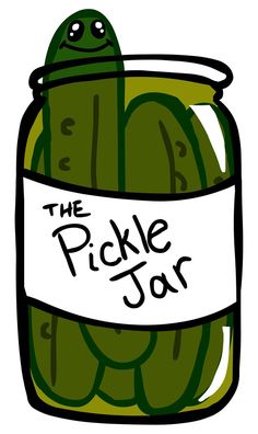 a pickle jar with a label that says the pickle jar