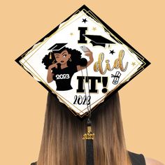 Black Graduation Cap Accessories, Black Graduation Cap Topper With Letter Print, Black Letter Print Graduation Cap Topper, Adjustable Black Graduation Cap Topper, Adjustable Graduation Cap Topper With Letter Print, Black Adjustable Hat For Graduation, Adjustable Black Hat For Graduation, Black Adjustable Hats For Graduation Gift, Adjustable Black Hats For Graduation Gift