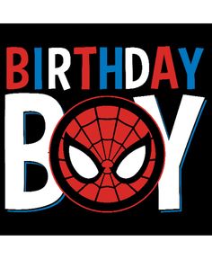 a birthday boy with the words spider - man on it's chest and an image of